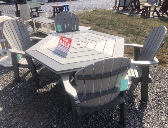 54" hexagon table with 4 chairs